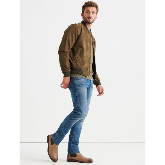 Lucky Brand Men's 100% Suede Leather Bomber Jacket Dark Olive XL Lined Pockets - Picture 1 of 15